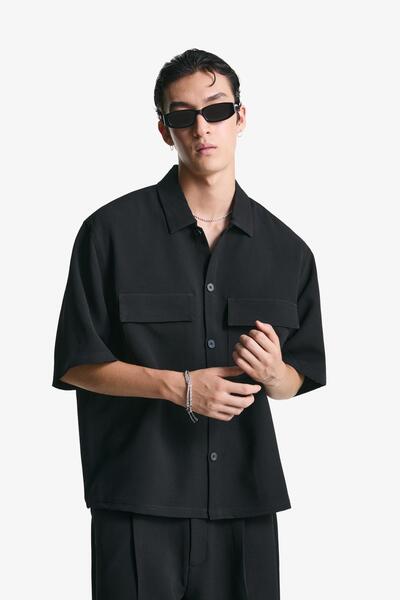 Bershka Tailored fit kısa kollu gömlek