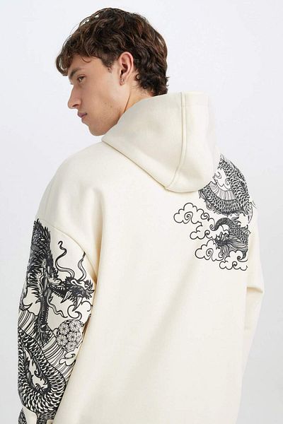 DeFacto Oversize Wide Fit Hooded Printed Sweatshirt A7469Ax24Au