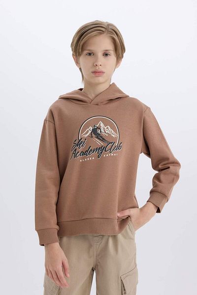 DeFacto Boy's Hooded Printed Sweatshirt D6219A824Cw