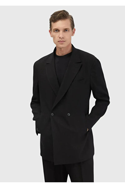 Ramsey Siyah Düz Zeroweight Slim Fit Yün Karışımlı Takım Elbise