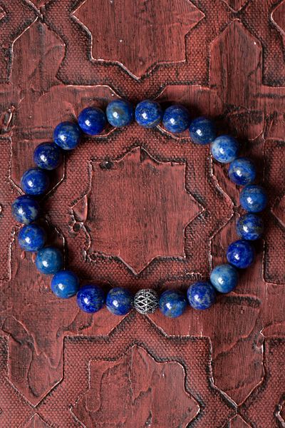 Saff Doğal Taş Certified Lapis Lazuli Silver Apparatus Bracelet