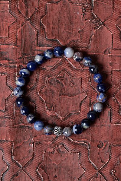 Saff Doğal Taş Certified Sodalite Silver Apparatus Bracelet