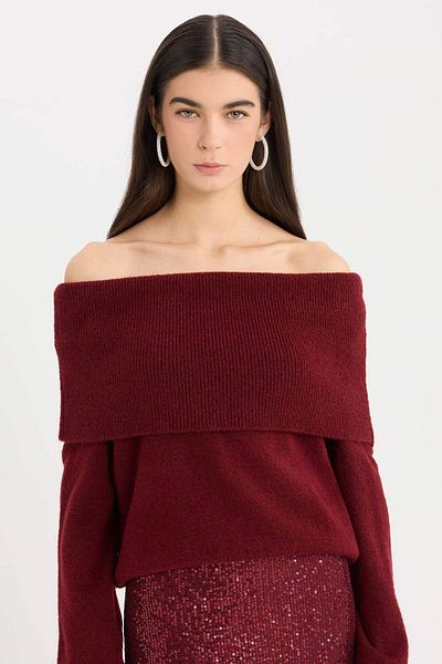 DeFacto Πουλόβερ Oversize Wide Fit Off Shoulder E1799AX24WN