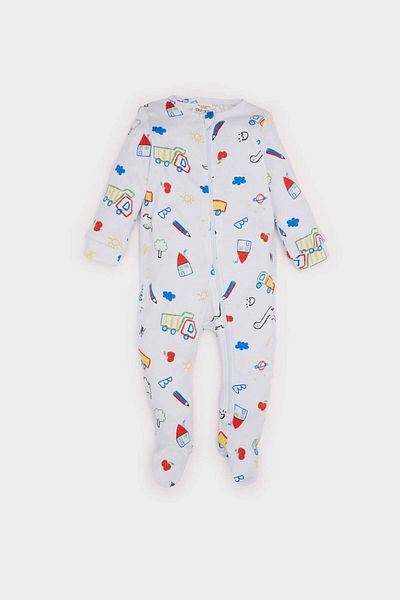DeFacto Baby Junge Neugeborene Dinosaurier bedruckter Langarm-Overall mit Reißverschluss D8324A5NS