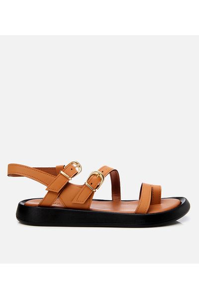 Hotiç Women's Tan Yaya Flat Sandals with Adjustable Belt