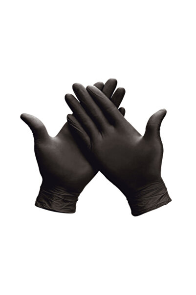 egeayazambalaj Siyah Nitril Eldiven 100'lü Paket 10 Adet S Beden ( Gıdaya Uygun ) Siyah Eldiven