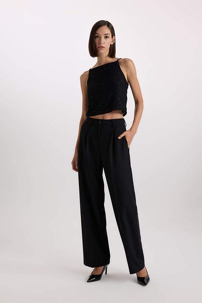 DeFacto New Year's Themed Slim Fit Slim Fit Tulle Sling Blouse D9844Ax24Au
