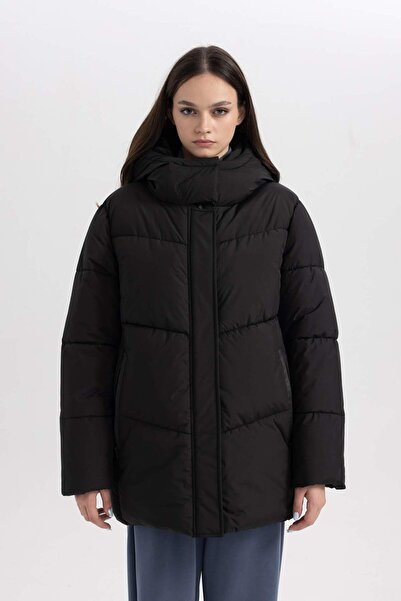 DeFacto DeFactoFit Wasserabweisende Jacke mit Kapuze, Fleece-gefüttert, wasserdicht, mit Reißverschluss, A1553AX24WN