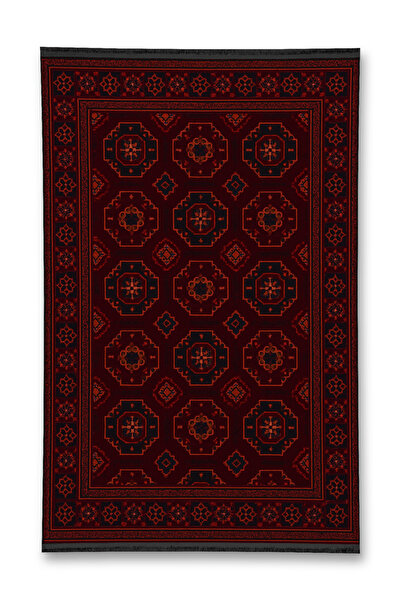 Rugs Modern Halı سجادة موسو الزخرفية التقليدية ذات النمط المنسوج بألوان بورجوندي حمراء وبنمط عتيق، موديل mosso159
