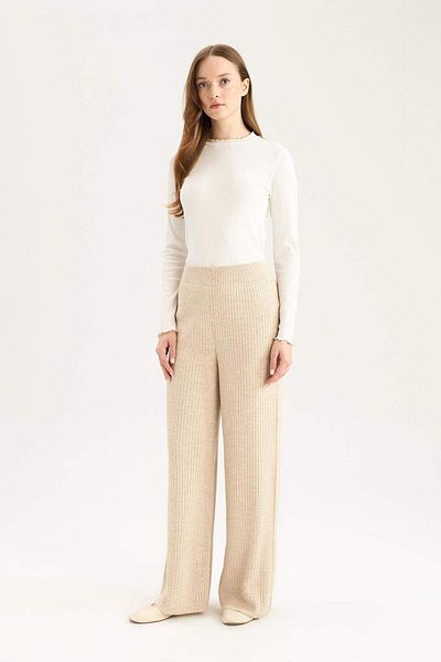 DeFacto Relax Fit Knitwear Pants Wide Loose Leg Basic Plain Flexible Waisted E2940Ax24Wn