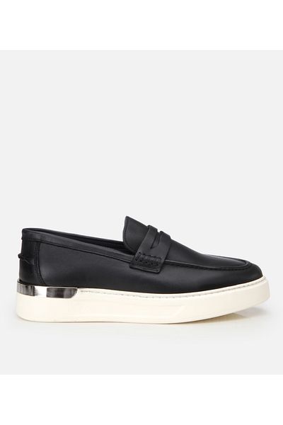 Hotiç Loafer casual elegant din piele pentru bărbați, cu detaliu cu toc negru