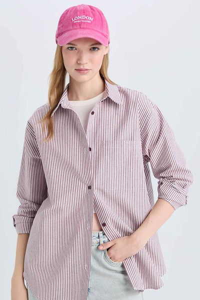DeFacto Cool Oxford Stripe - Φαρδύ μακρυμάνικο πουκάμισο E1807AX24WN
