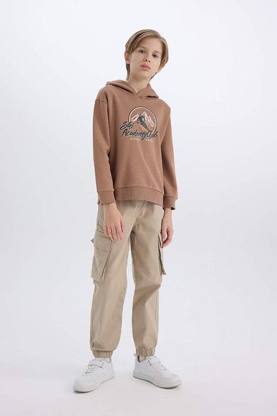 DeFacto Boy's Hooded Printed Sweatshirt D6219A824Cw