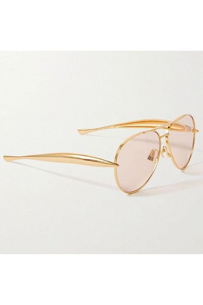 Bottega Veneta Damla Unisex Sunglasses Bv1305S 002 64-13, Metal, Gold Color Frame