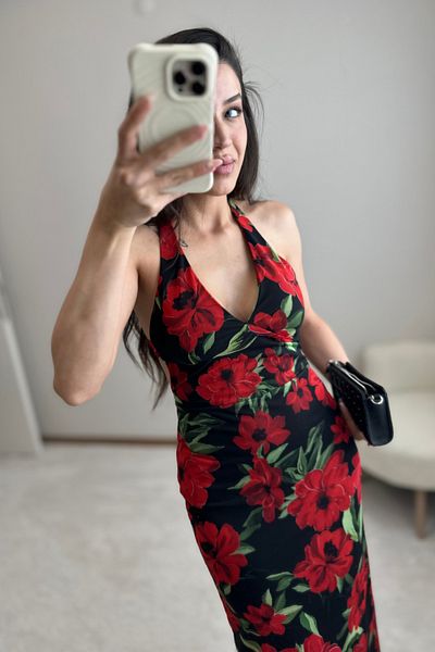 MoyStore Design Backless Rose Dress