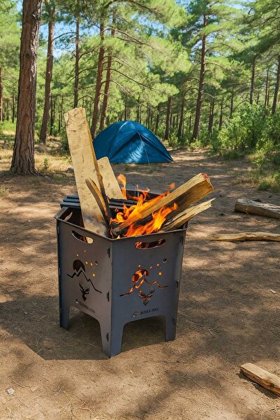 marina grill Portatif Siyah Çelik Ateş Çukuru