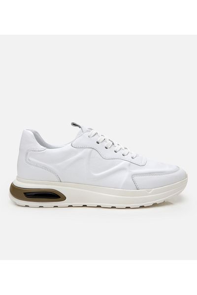 Hotiç Men's Leather White Thick Sole Sports Shoes