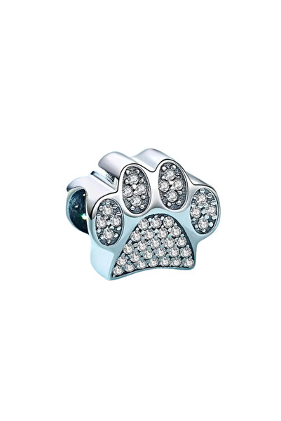 Fubena Işıltılı Taşlı Pati Gümüş Charm