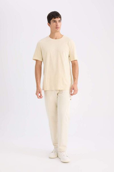 DeFacto 100% Cotton New Regular Fit Crew Neck Basic Plain Short Sleeve T-Shirt E1091Axns