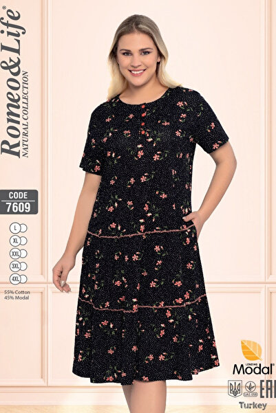 ROMEO LİFE Rochie cu mânecă scurtă cu nasturi pentru femei 7609