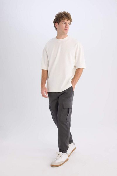 DeFacto Pantaloni de jogger, talie obișnuită, cu șireturi, buzunare cargo texturate E0884AX24WN