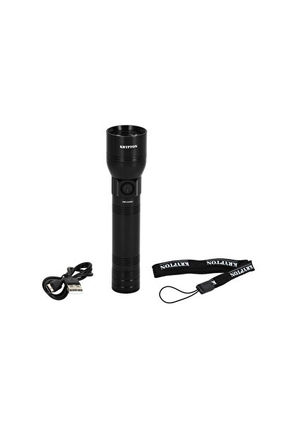 KRYPTON Zoomable LED Flashlight, 5W CREE Light, 5H Runtime, Fast Charging, Compact Indoor/Outdoor Use