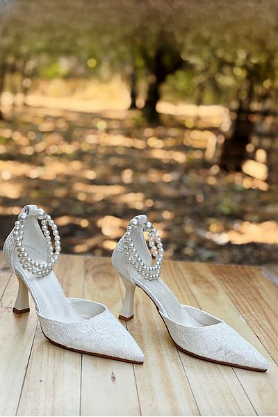 Modavien Women's 7 cm High Wedding Shoes with Pearls