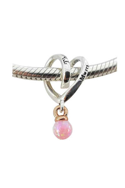 Fubena İki Renkli Sarılı Kalp Gümüş Charm