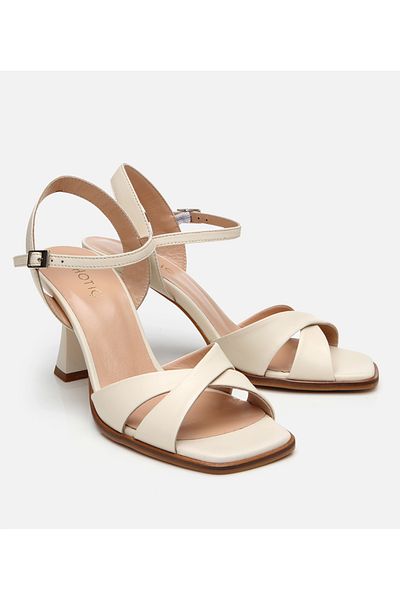 Hotiç Women's Leather Ecru Heeled Sandals