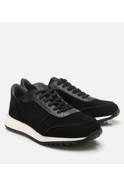 Hotiç Men's Suede Leather Black Ultra Light Sole Sports Shoes