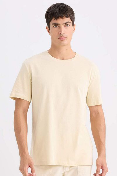 DeFacto 100% Cotton New Regular Fit Crew Neck Basic Plain Short Sleeve T-Shirt E1091Axns