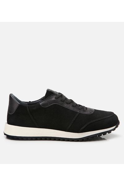 Hotiç Men's Suede Leather Black Ultra Light Sole Sports Shoes