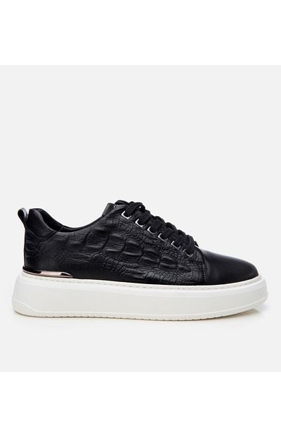 Hotiç Men's Leather Black Ultra Light Sole Sports Shoes