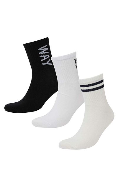 DeFacto Men's Comfortable Elastic 3-Piece Cotton Socks C6735Axns