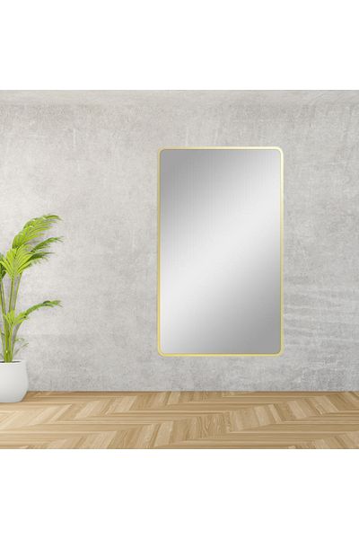 Al Saada Home Wall Mirror, Shatterproof, Gold Frame, 100×60 cm