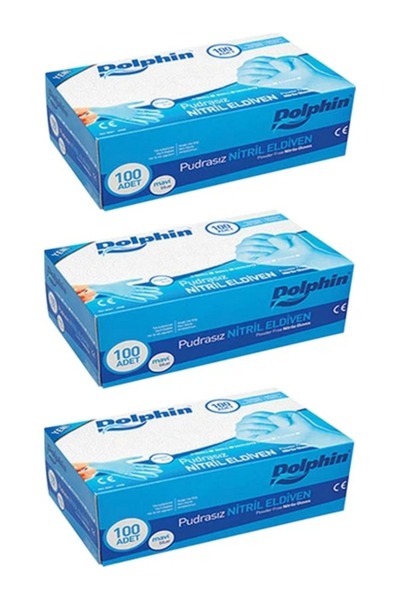 egeayazambalaj Cerrahi Eldiven Mavi Nitril 100'lü Paket 3 Adet S Beden Muayene Eldiveni