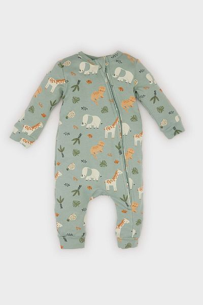 DeFacto Baby-Jungen-Neugeborenen-Safari-bedruckter Langarm-Strampler E0891a525sp