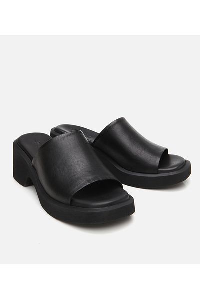 Hotiç Women's Leather Black Heeled Slippers