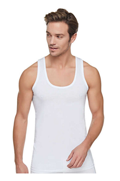 Tutku Men's Combed Cotton Undershirt-6 Pieces-White - 100% Cotton