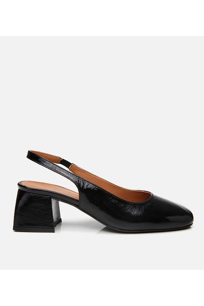 Hotiç Women's Leather Black Open Back Heeled Shoes