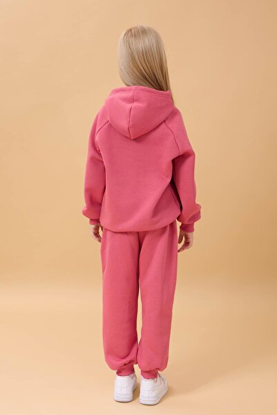 Perendi بدلة أطفال للجنسين بأكمام راجلان وقلنسوة مع صوف داخلي باللون Dusty Rose