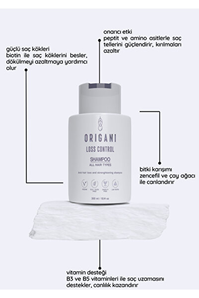 Origani Dökülme Önleyici Şampuan Güçlü Formül, Sağlıklı Saçlar – Loss Control