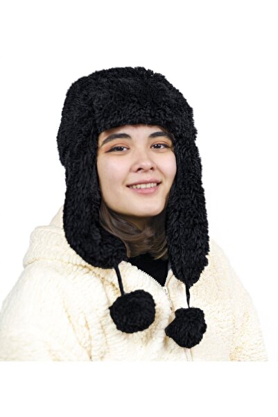 Özgüner Oyuncak Paptex Women's Furry Plush Hat with Headphones, Beanie