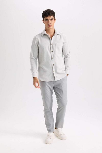 DeFacto Regular Fit Lumberjack Pocket Detailed Basic Plain Long Sleeve Shirt A5515Ax24Au