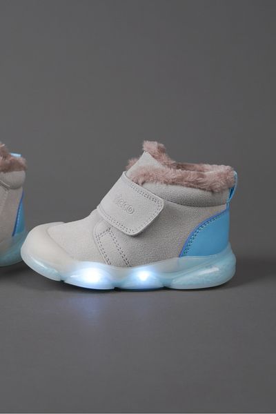Vicco Mind Model Lighted Furry Lightweight Phylon Baby Boy and Child Gray Boots