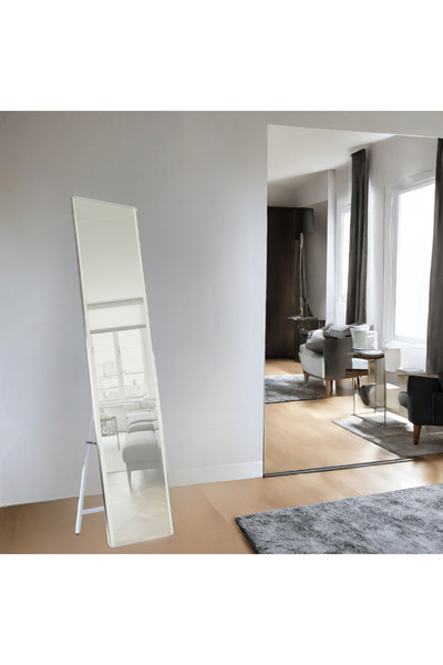 Al Saada Home Floor Mirror with Silver Metal Frame 40×155 cm