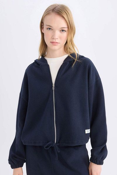 DeFacto Hanorac de bază cu glugă și fermoar Coool Loose Fit E1464AX24WN