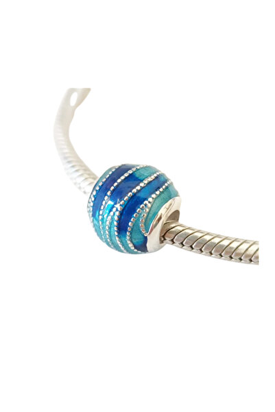 Fubena سحر دائري من الفضة على شكل موجة المحيط