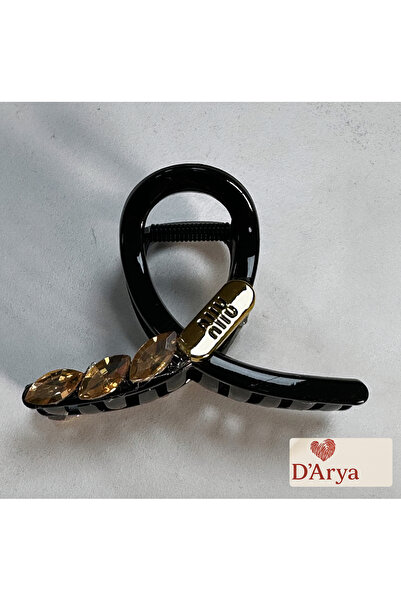 Darya DD467 Siyah Kristal Taşlı Miu Niu Model Mandal Saç Kelepçesi