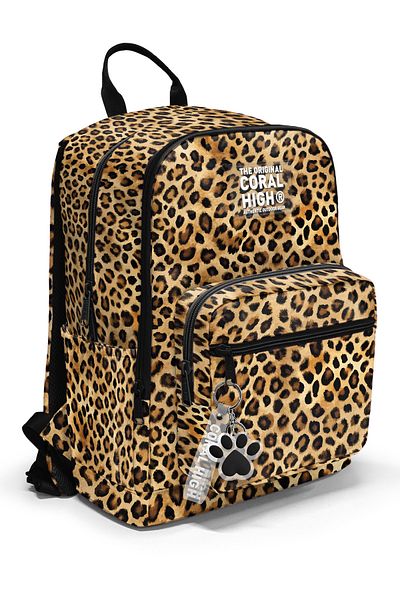 Coral High Brown Leopard Patterned School Backpack 23681